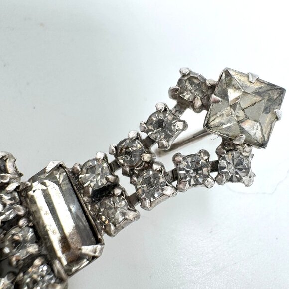 Eisenberg Chandelier Earrings Unsigned Rhinestone Cascading Screwback 2.5" Vtg - Picture 4 of 8